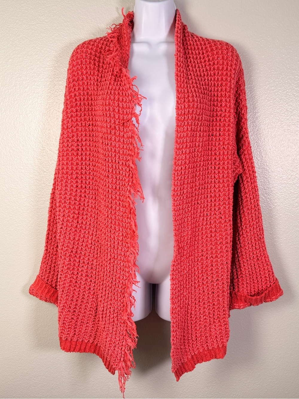 Free People I'll Be Around Cardigan Sweater Women's Coral Silk Blend Cozy Small